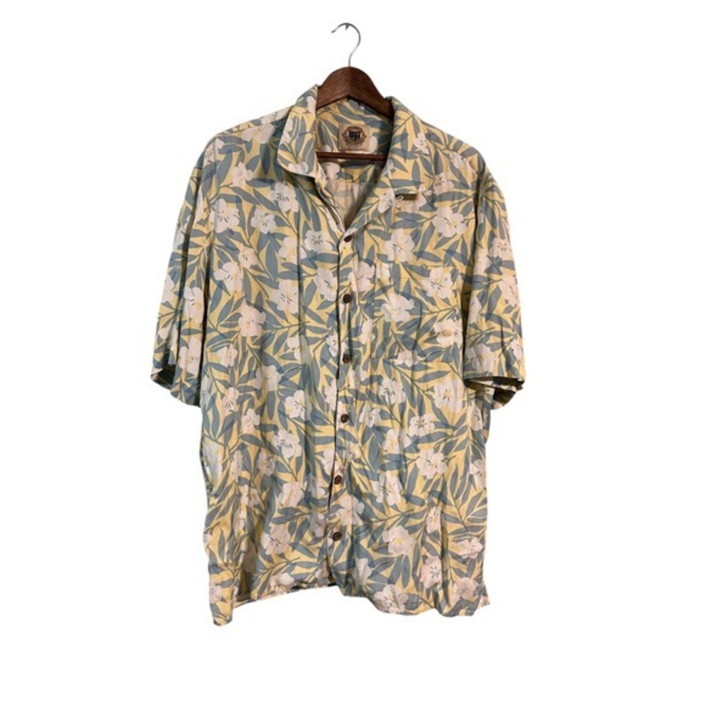 Pusser's West Indies‎ Floral Silk Cotton Button Down Shirt, Mens Large